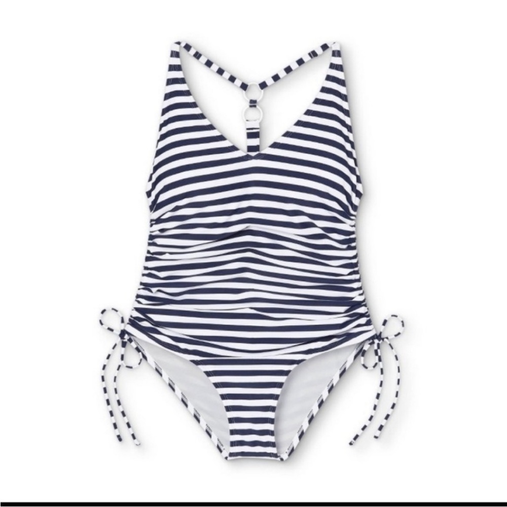 NWT⛱️Kona Sol - Navy Blue Striped One Piece Swimsuit - XL